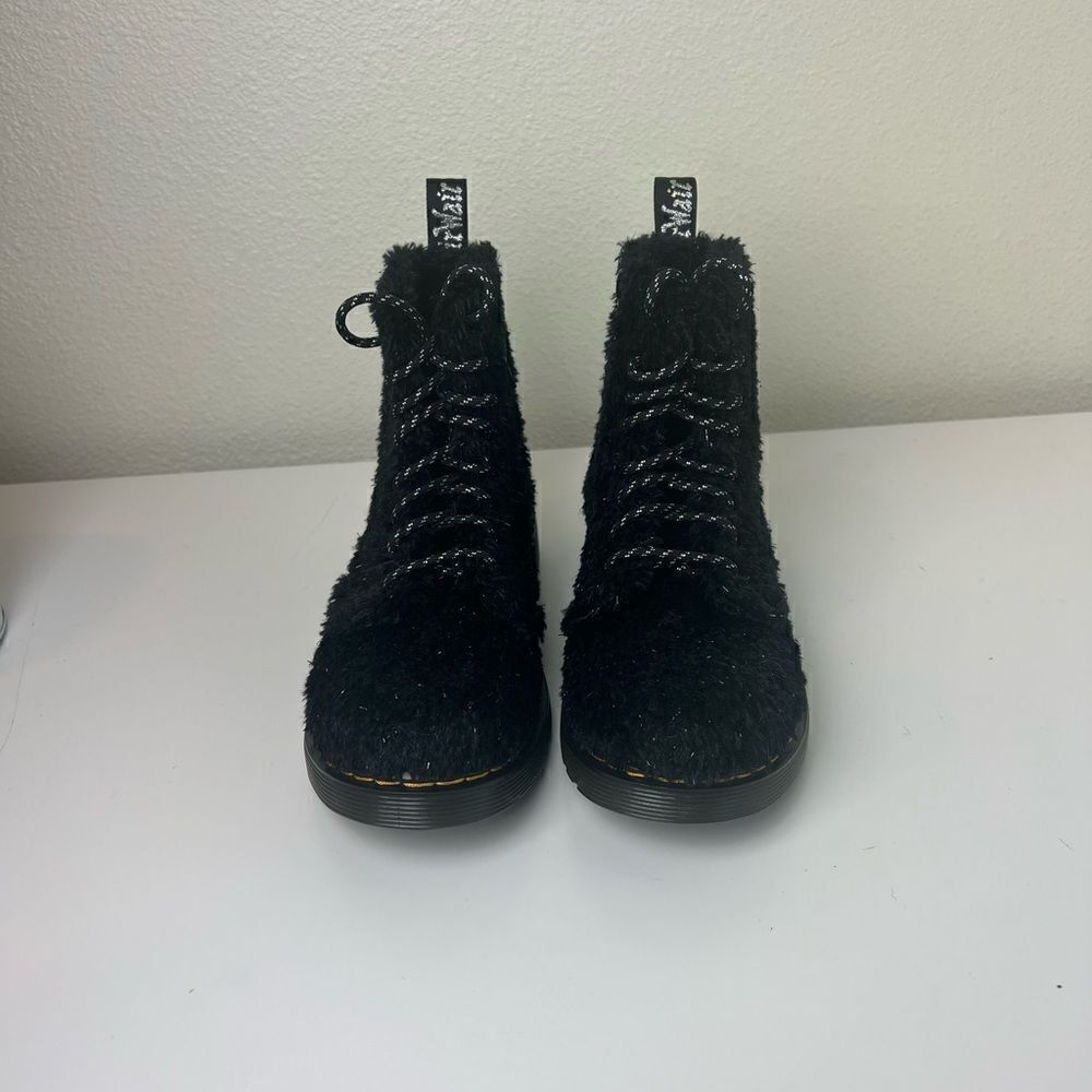 Dr Martens 1460 Pascal J Black Tinsel Fur Boots size4 new - Picture 2 of 7